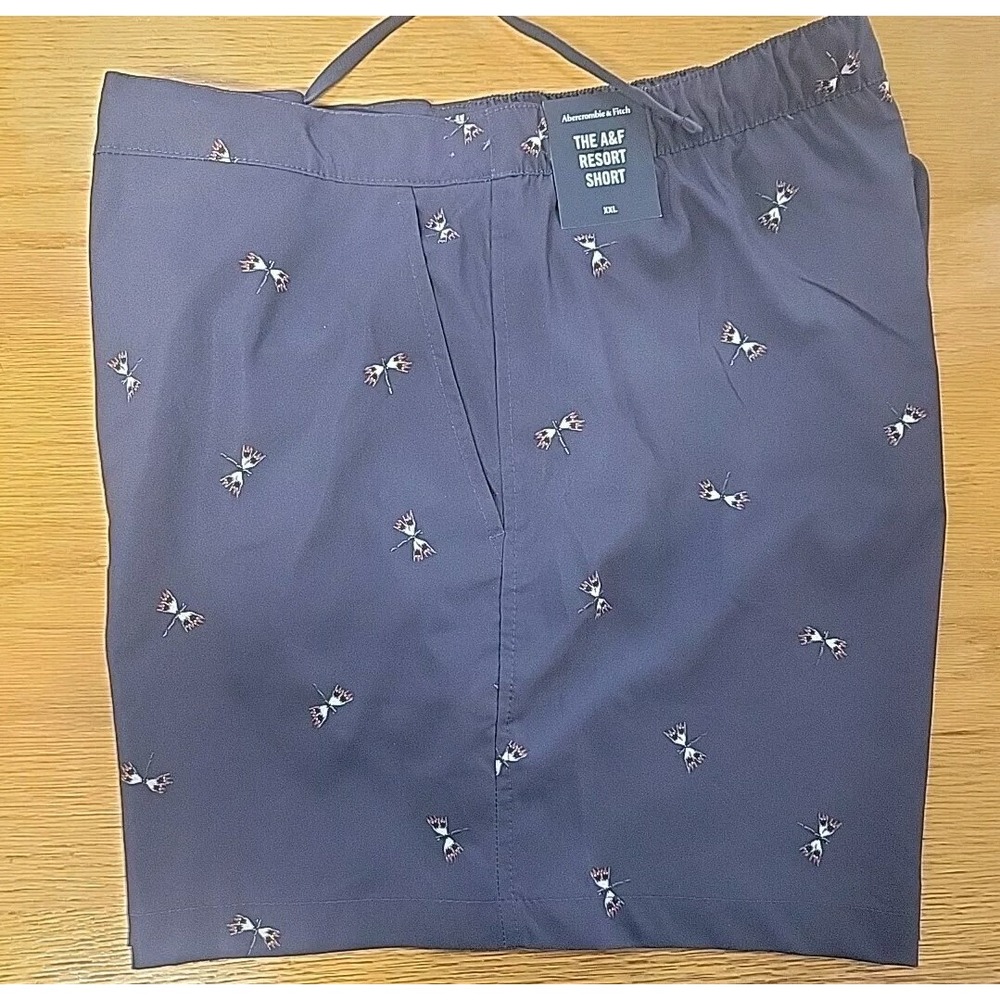 NWT Abercrombie And Fitch Resort Short Shorts Men Size 2XL XXL Navy Dragonfly